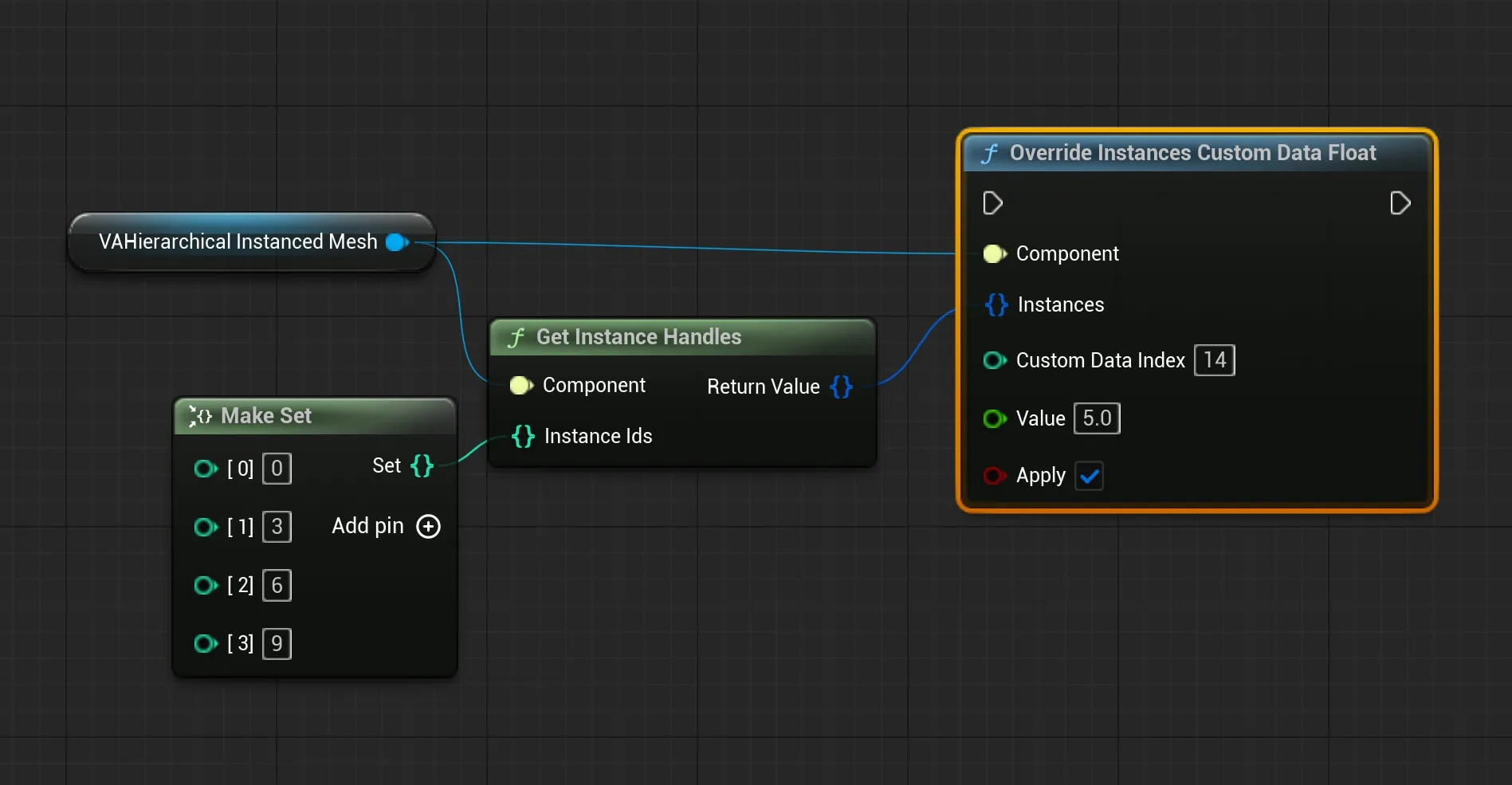 Override Instances Custom Data Float