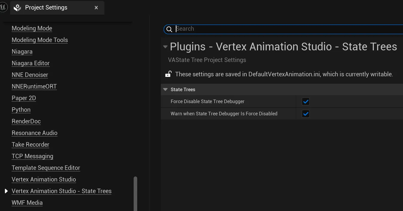 VA StateTree Project Settings